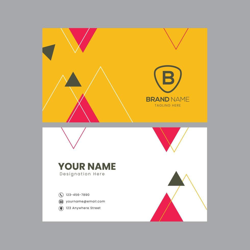 Professional Business Card Template. Yellow  Pink Color Business Card Template. Unique Business Card Template vector