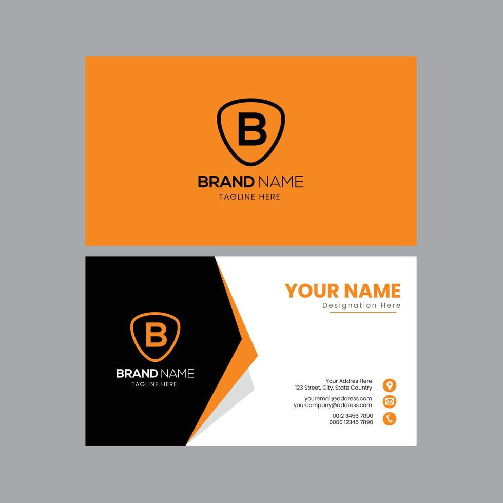 Clean Orange Business Card Template. Visiting Card Template. Professional Business Card Template vector