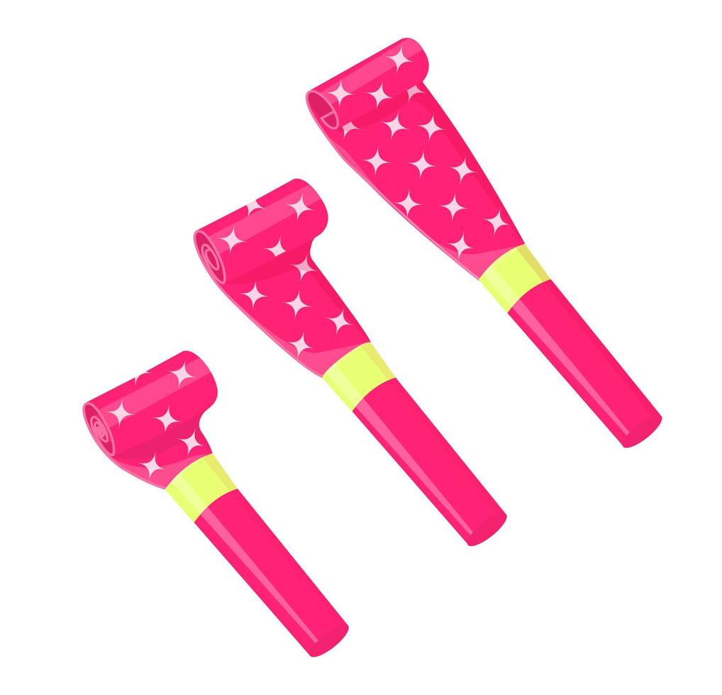 Color Party Blower Set Happy Party. Vector illustration