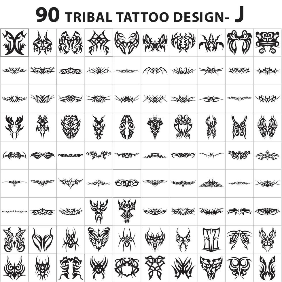 elemento de conjunto de vector de paquete tribal de estilo de piel de colección de diseño de tatuaje