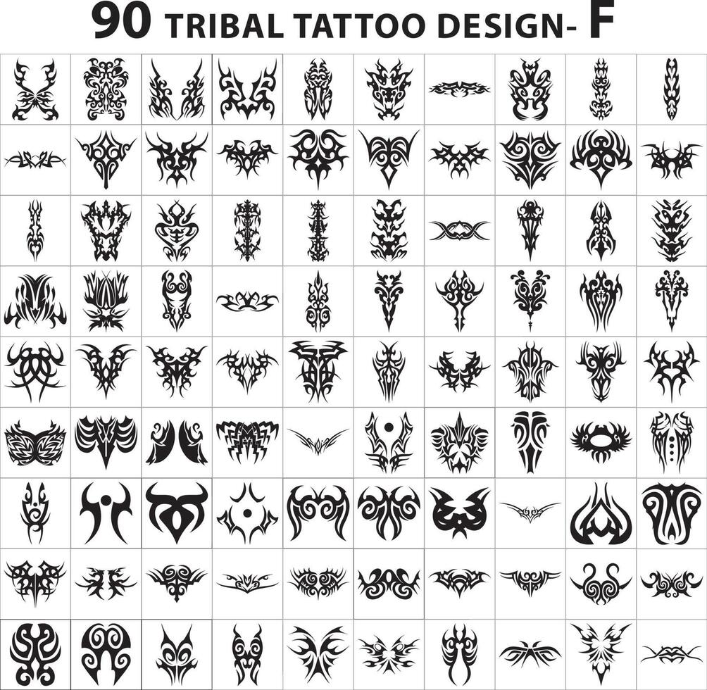 elemento de conjunto de vector de paquete tribal de estilo de piel de colección de diseño de tatuaje