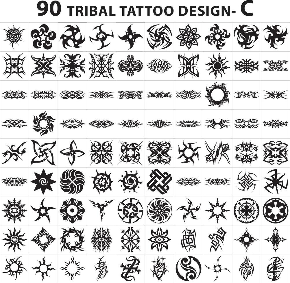 tattoo design collection skin style tribal bundle vector set element