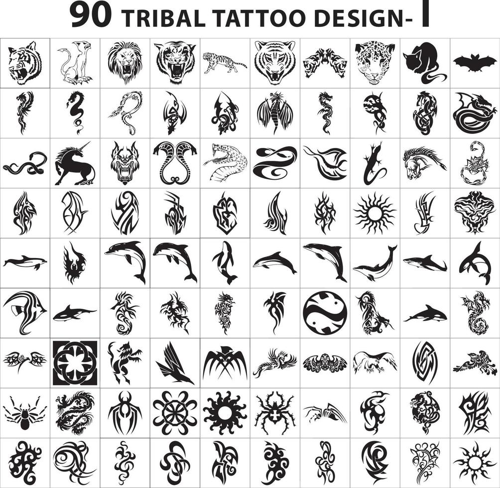 tattoo design collection skin style tribal bundle vector set element