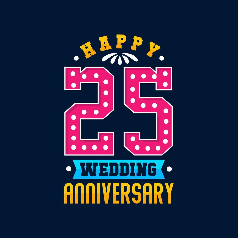 Happy 25th Wedding Anniversary celebration vector