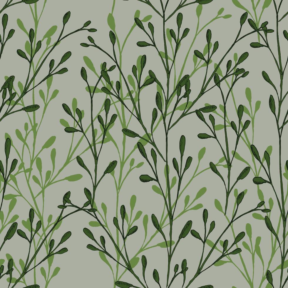 Seamless vector pattern with silhouettes of herbs. Eco-design, ecological style. Print design for wallpapers, textile, fabric, wrapping gift, ceramic tiles