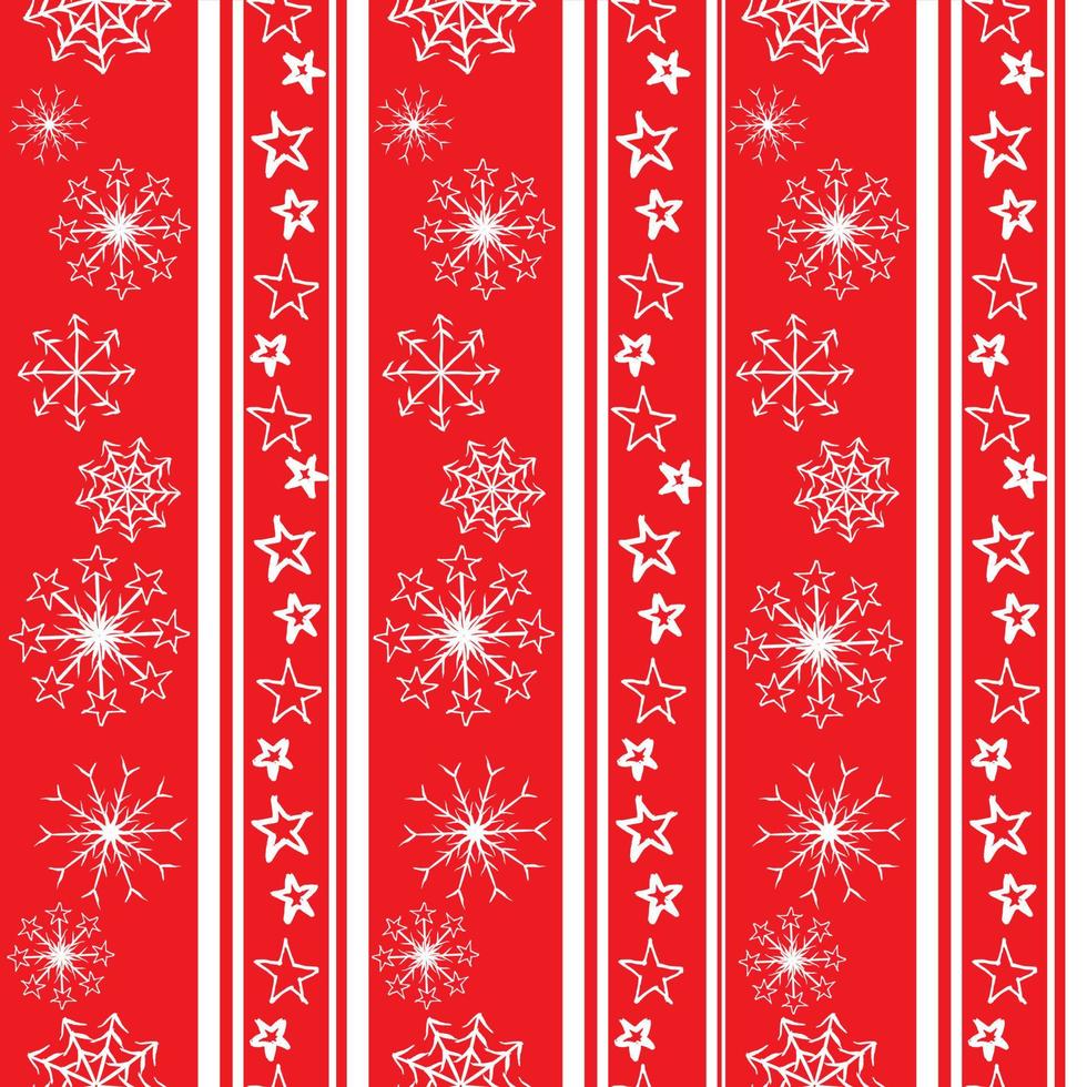 Seamless vector Christmas pattern with stripes of stars and snowflakes