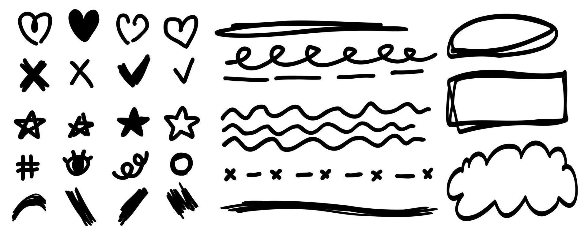 Doodle line cute scribble. Sketch set isolated collection for office, school. vector