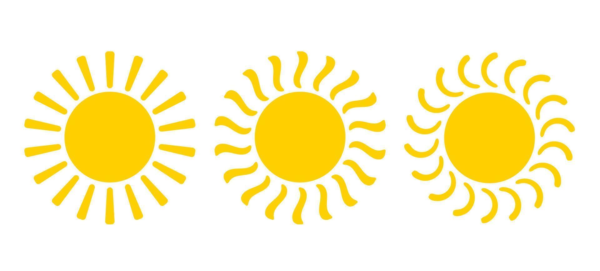 Vector set icons of sun in flat style