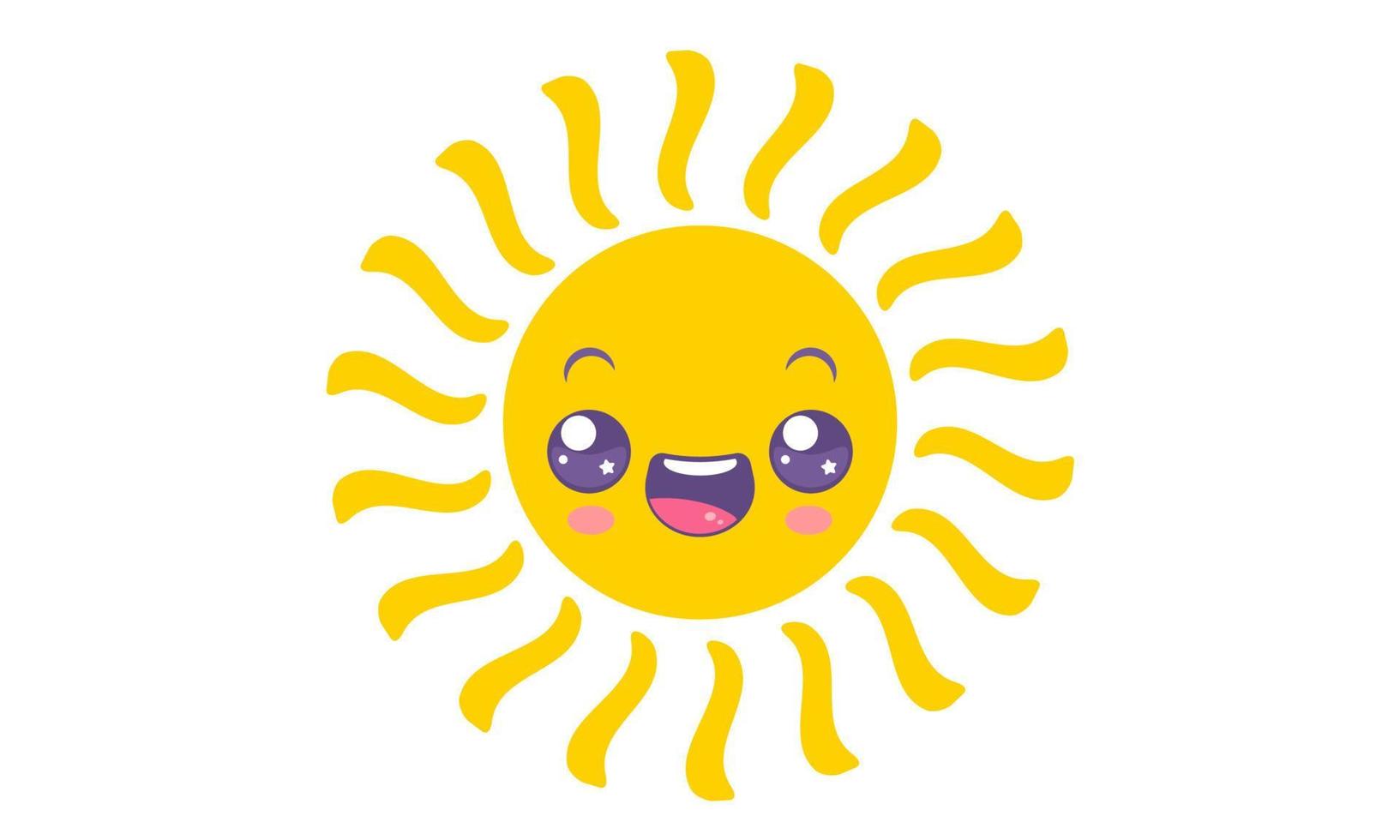 icono de vector de sol en estilo kawaii