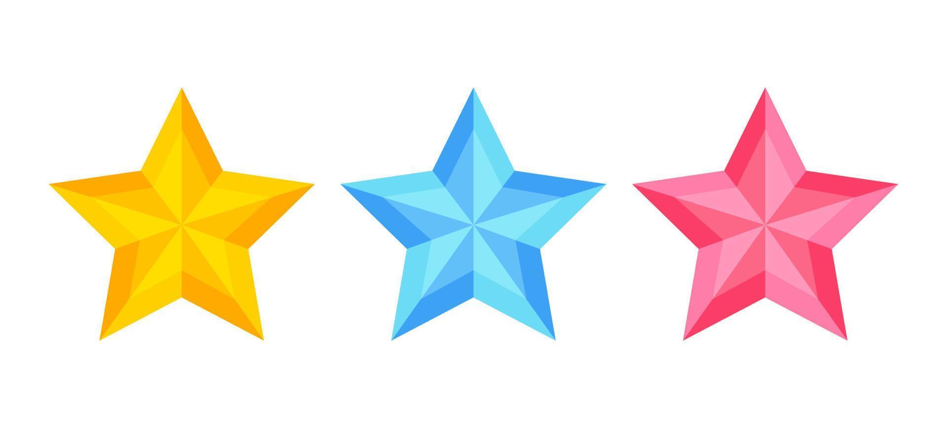 Vector icons of colorful stars