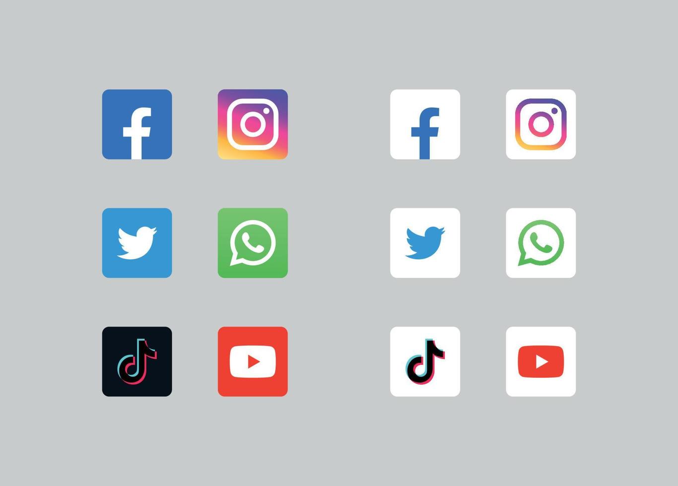 Social media icons set and popular social applications modern logos flat vector illustration.