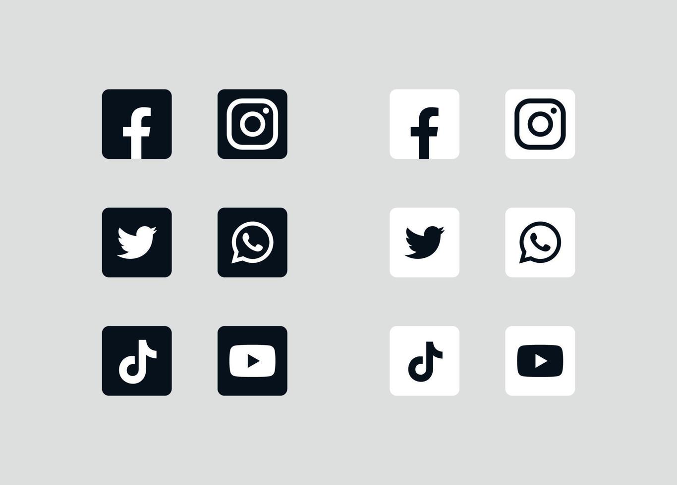 Social media icons set and popular social applications modern logos flat vector illustration.