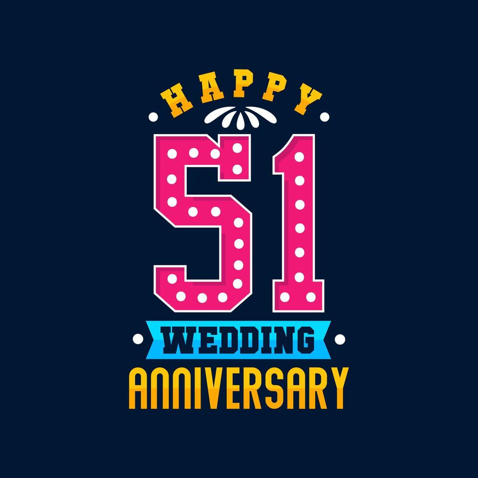 Happy 51st Wedding Anniversary celebration vector