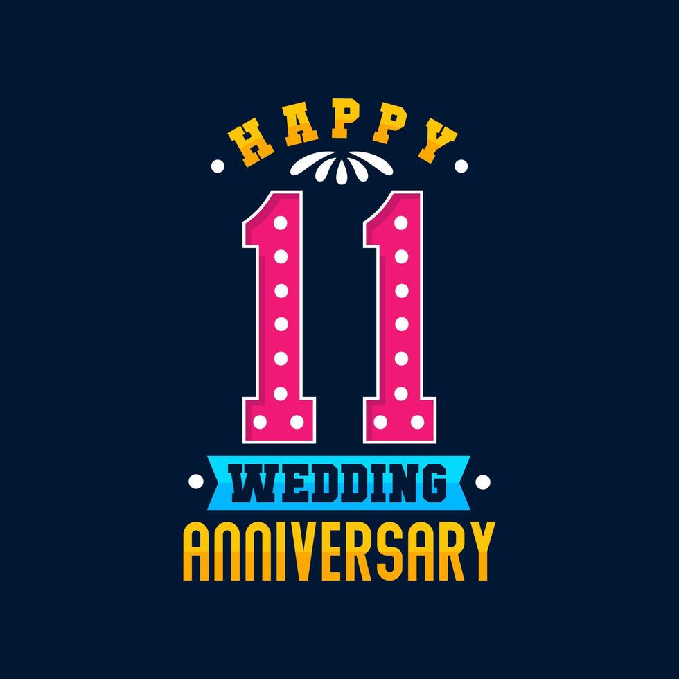 Happy 11th Wedding Anniversary celebration vector