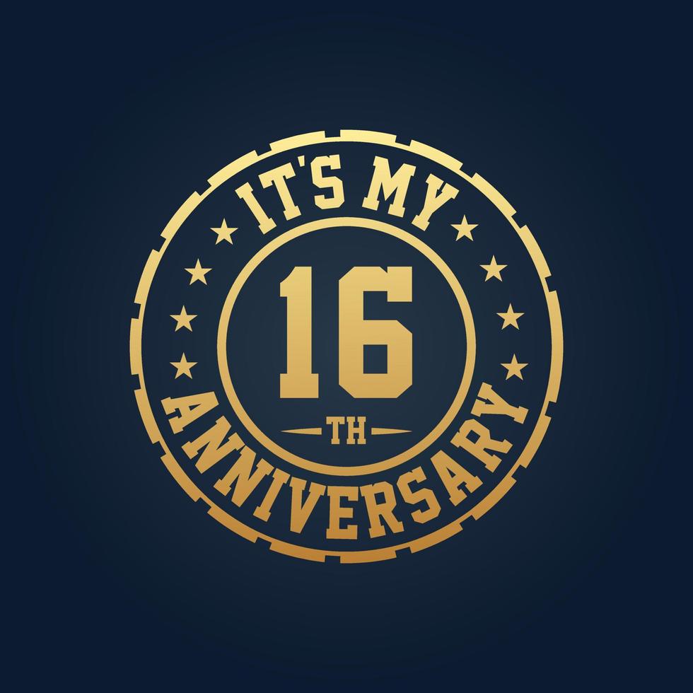 It's my 16th Anniversary, 16th Wedding Anniversary celebration vector