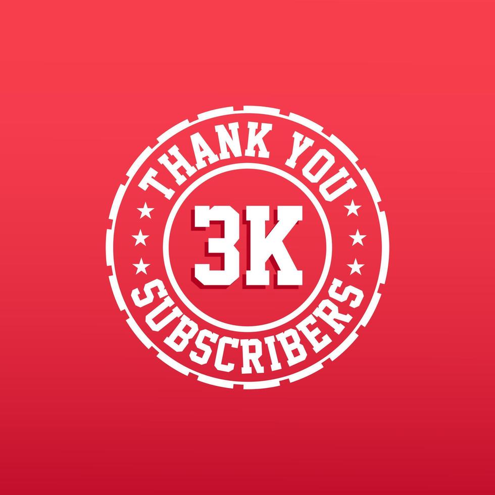 Thank you 3k Subscribers celebration vector