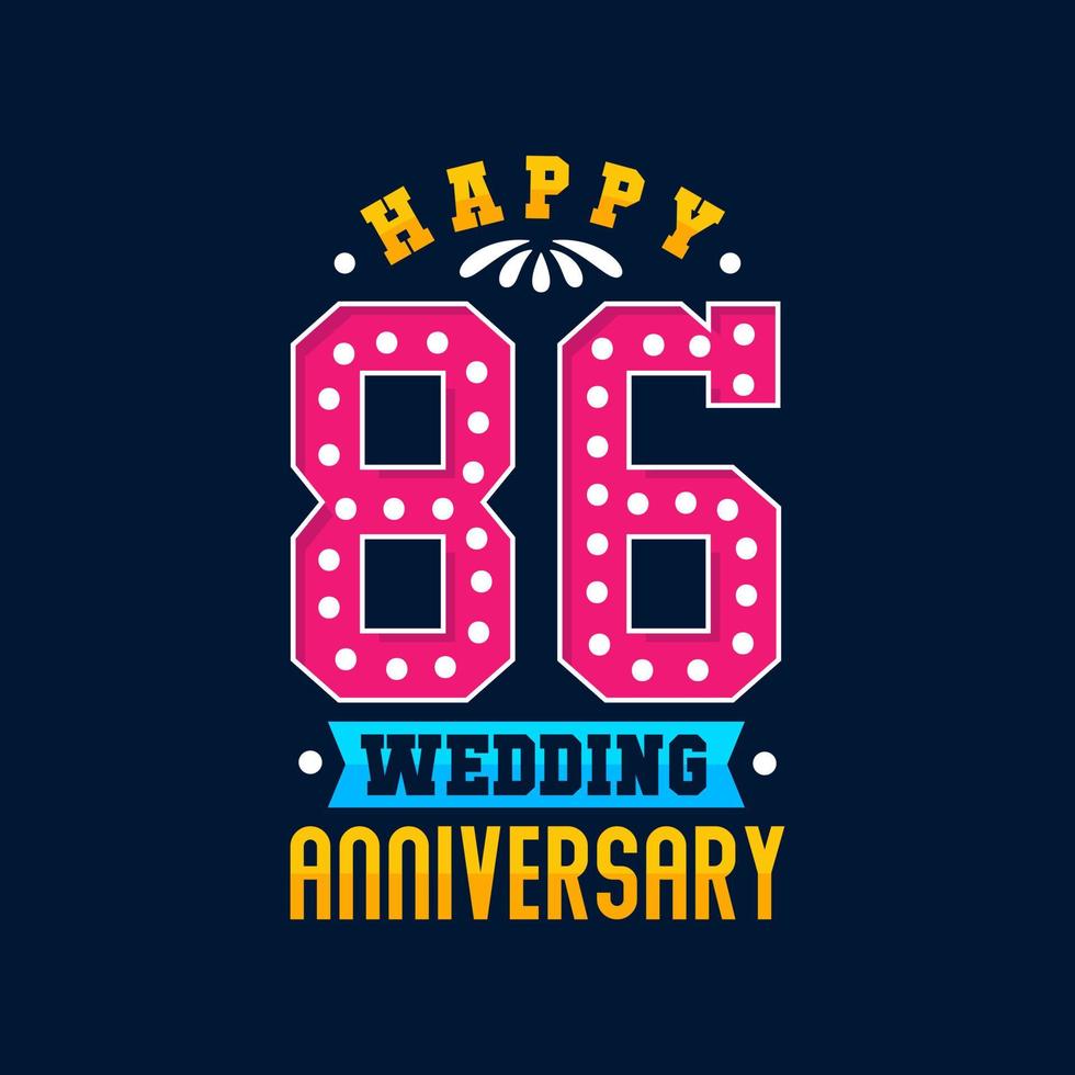 feliz celebración del 86 aniversario de bodas vector