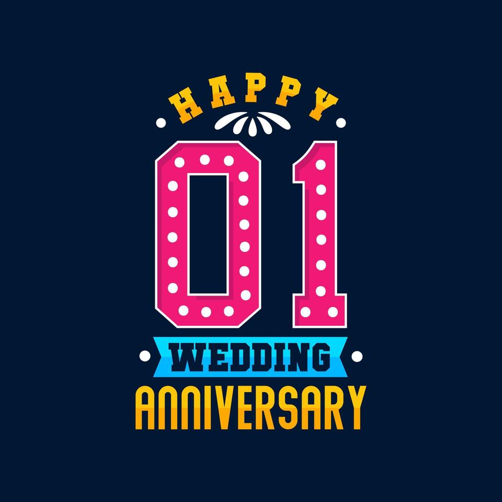 Happy 1st Wedding Anniversary celebration vector