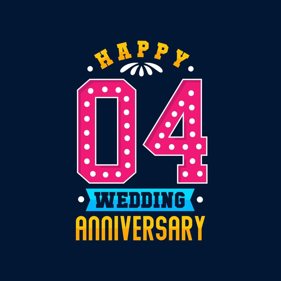 Happy 4th Wedding Anniversary celebration vector