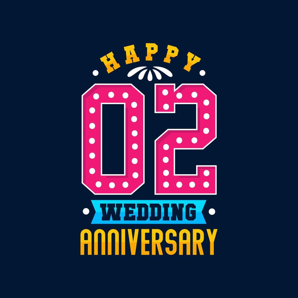 Happy 2nd Wedding Anniversary celebration vector