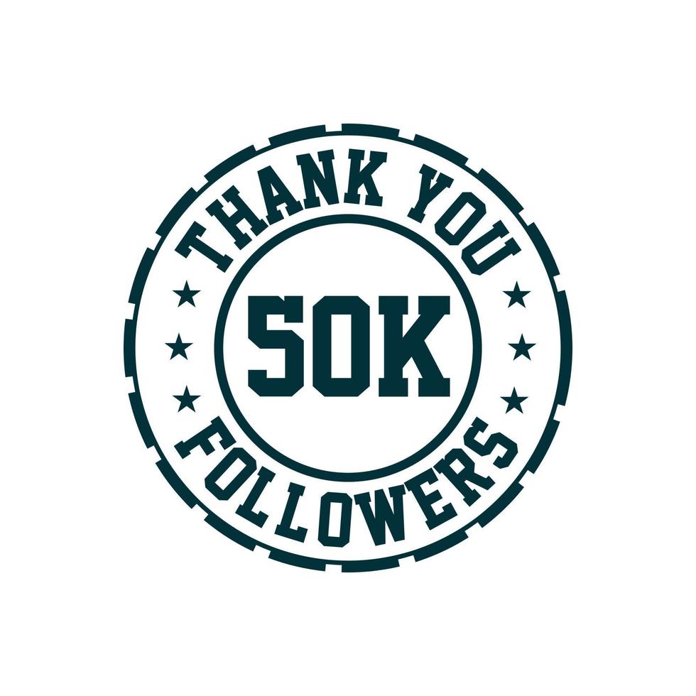 Thank you 50k Followers celebration, Greeting card for 50000 social followers. vector