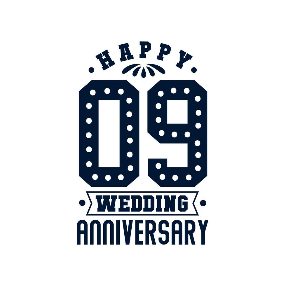 9 Anniversary celebration, Happy 9th Wedding Anniversary vector