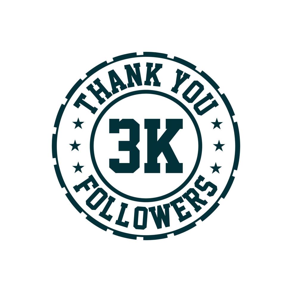 Thank you 3k Followers celebration, Greeting card for 3000 social followers. vector