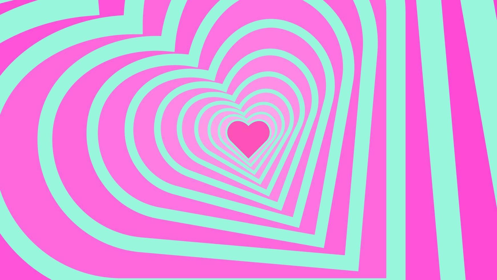 swirl heart shaped tunnel. Rainbow retro wallpapper in the mood of the psychedelic 70's vector