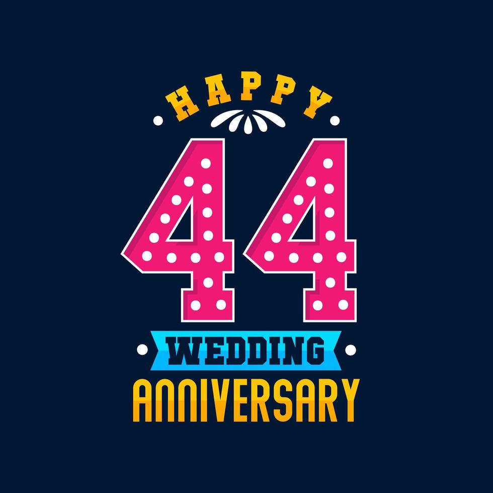 Happy 44th Wedding Anniversary celebration vector