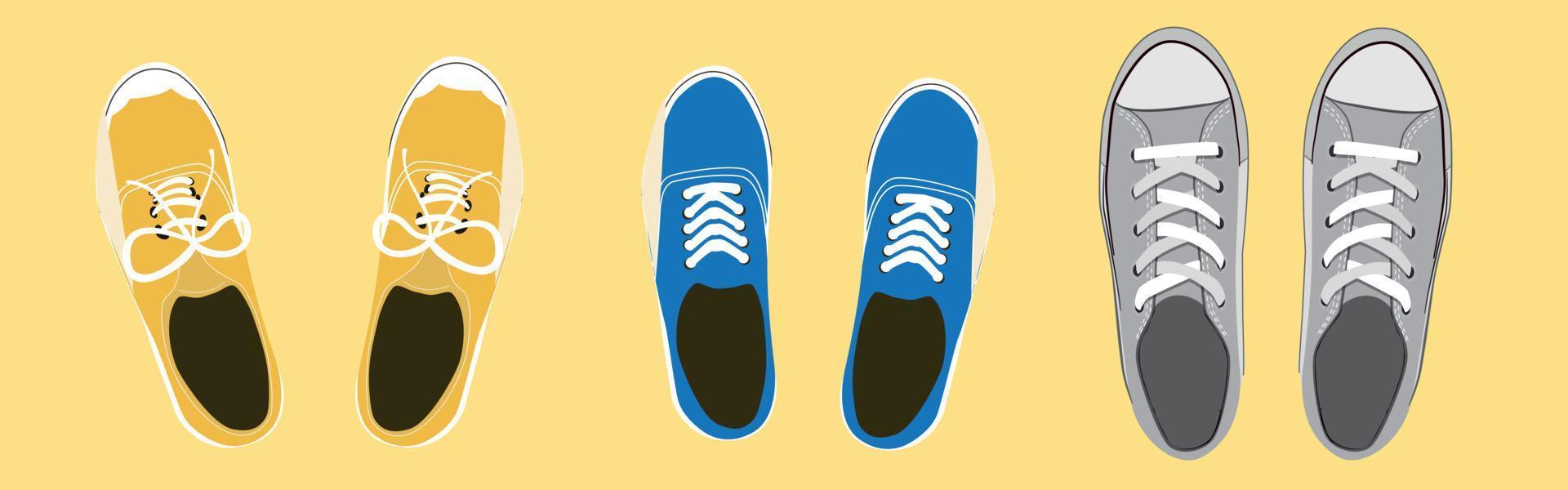 Various shoes flat vector illustrations set