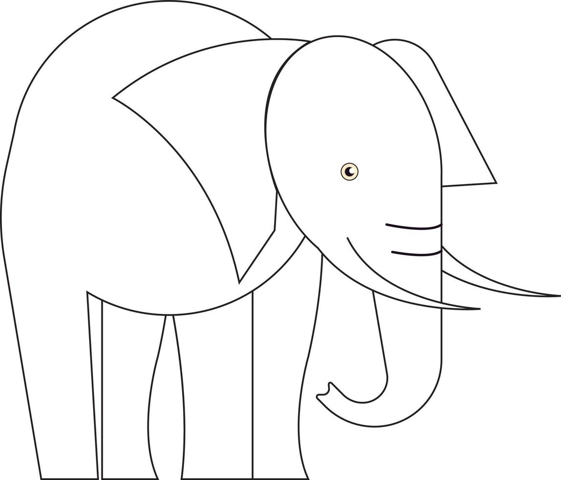 Outlined elephant on white background, vector illustration