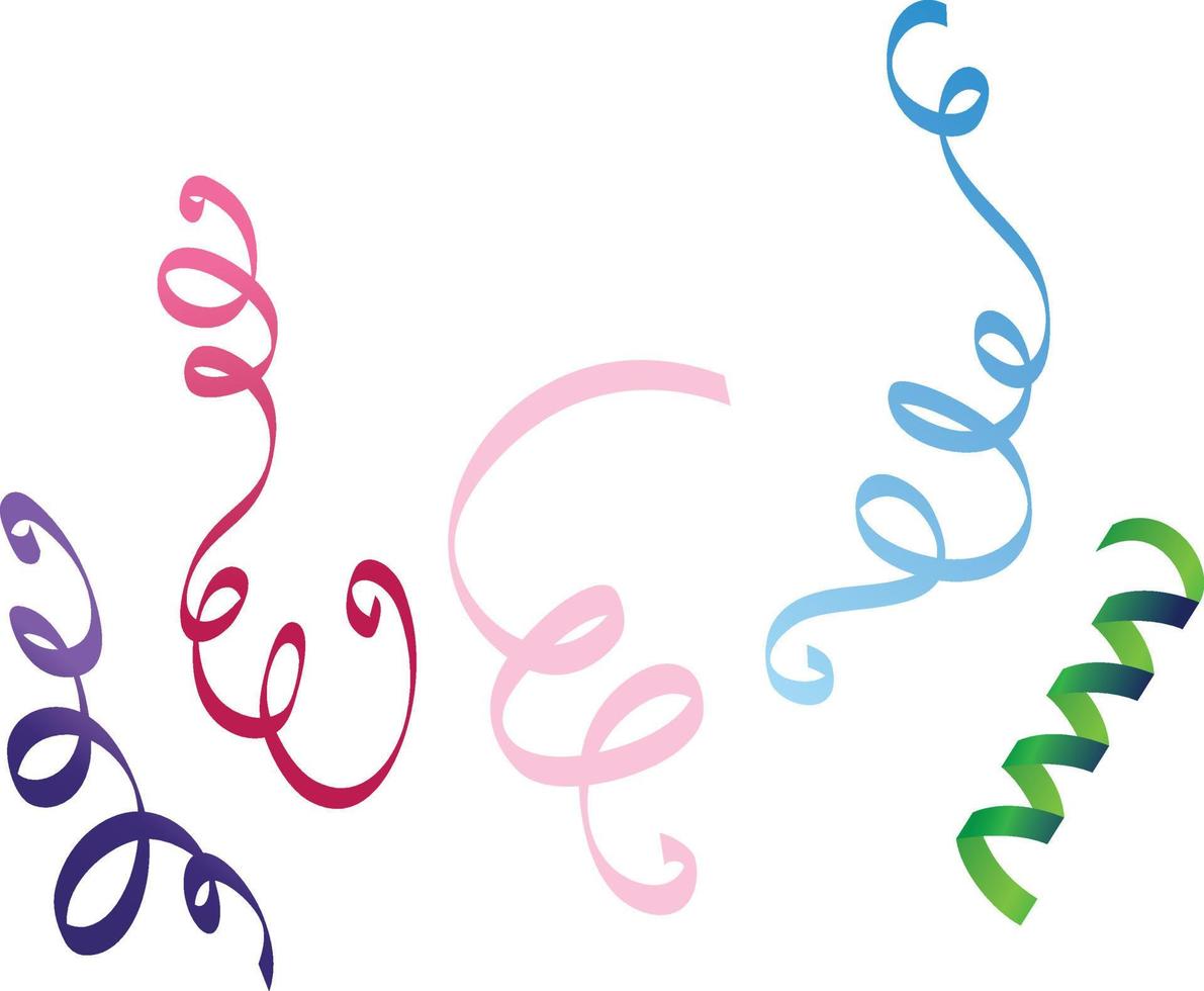 Shiny colorful serpentine ribbon isolated on white. Confetti burst. Festive template. vector