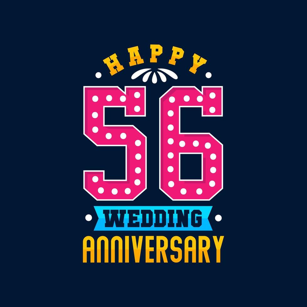 Happy 56th Wedding Anniversary celebration vector