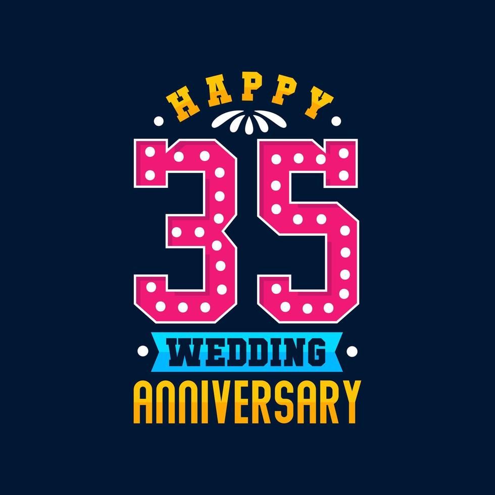 Happy 35th Wedding Anniversary celebration vector