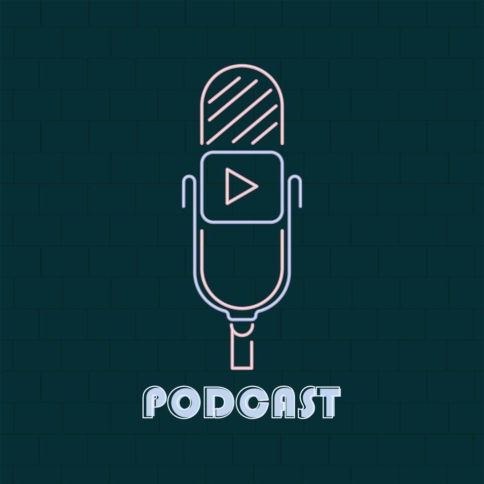 logo podcast micrófono imagen diseño inspiración vector