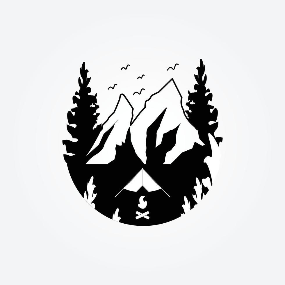 adventure logo camping design line art icon illustration vector