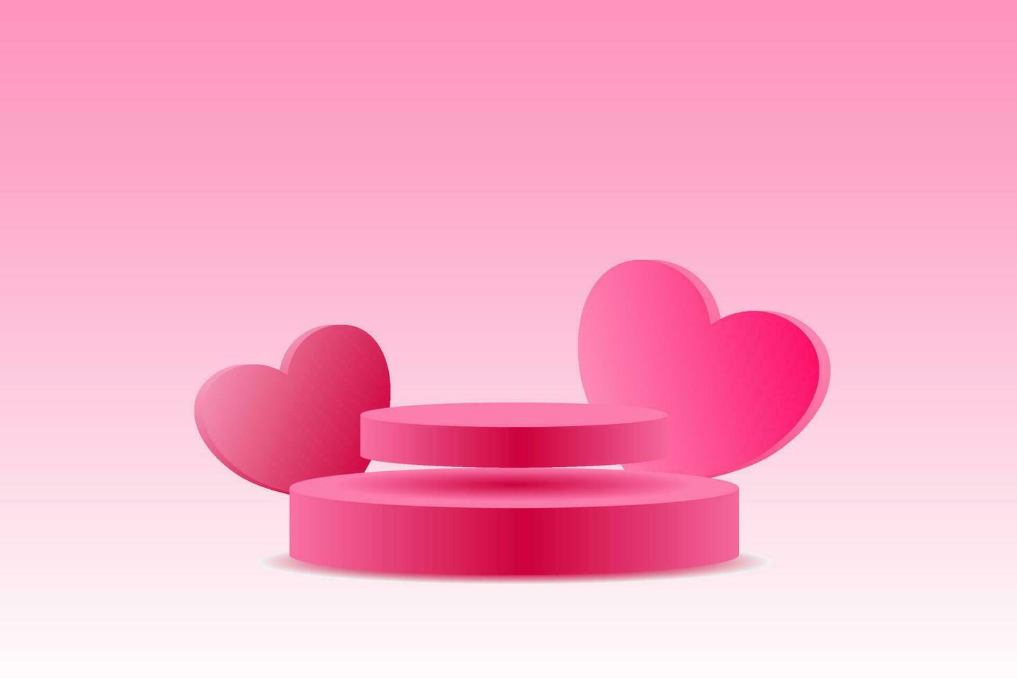 Pink podium display with a heart shape vector