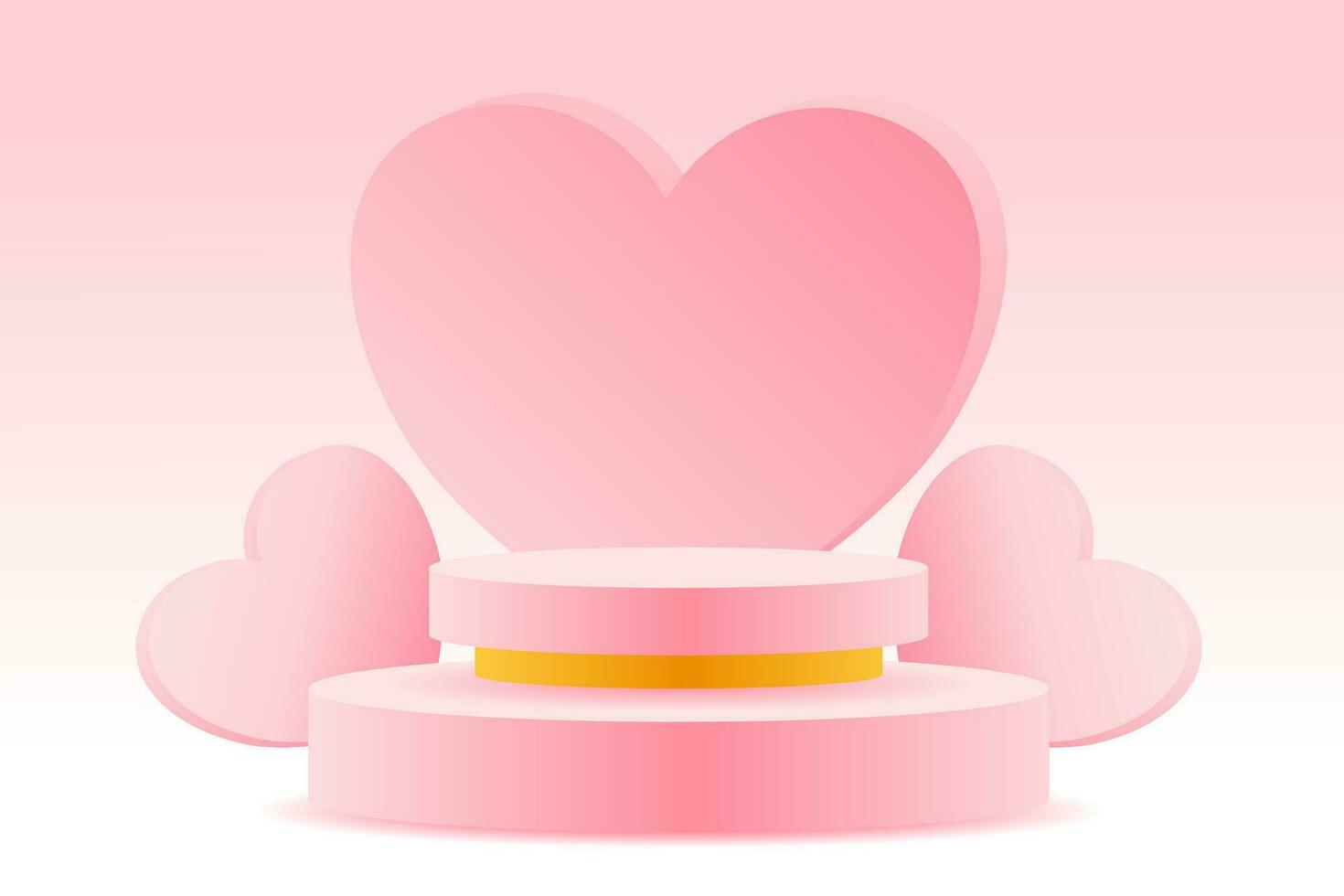 heart-shaped pink podiums for display products. vector