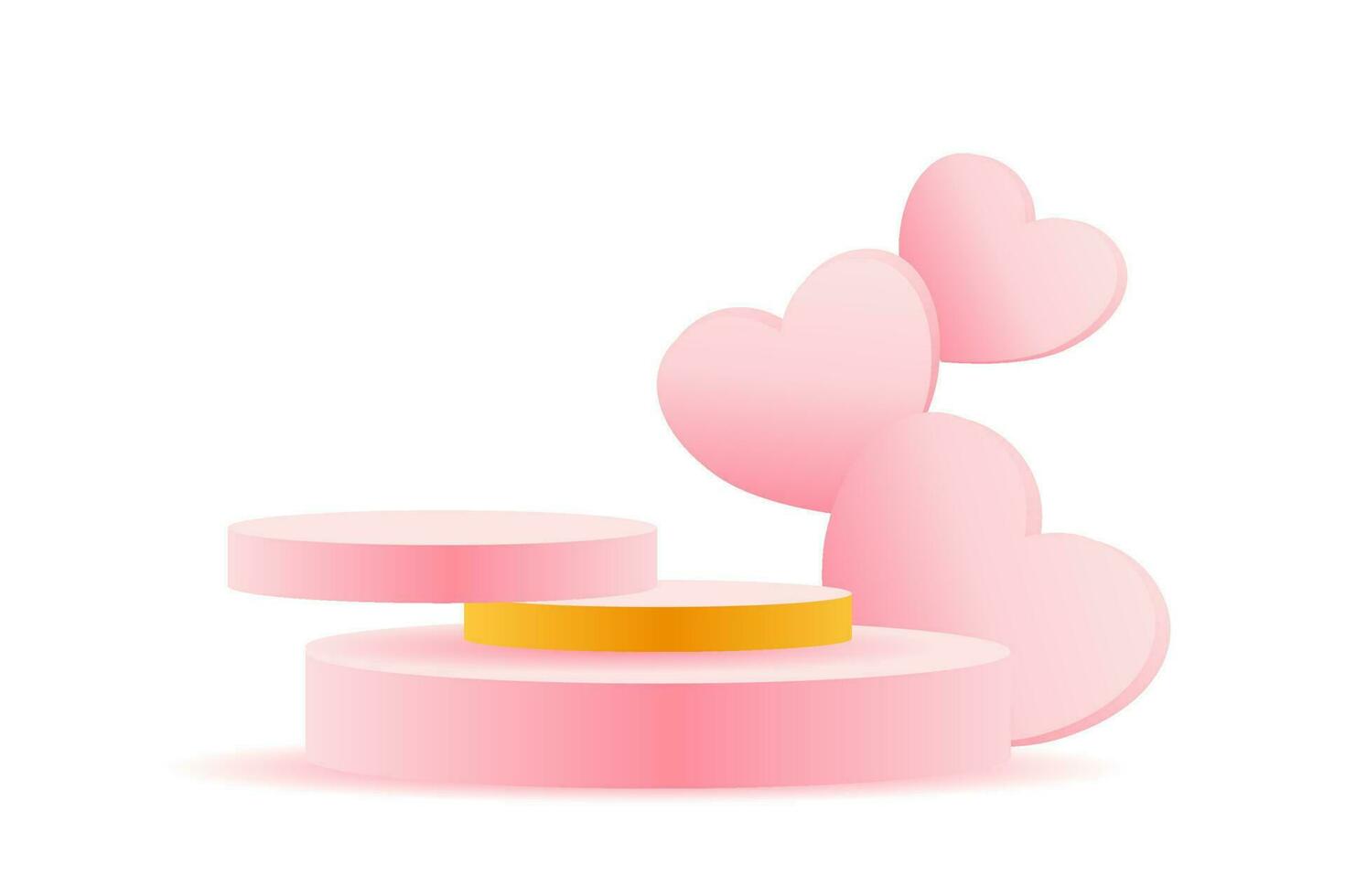 heart-shaped pink podiums for display products. vector