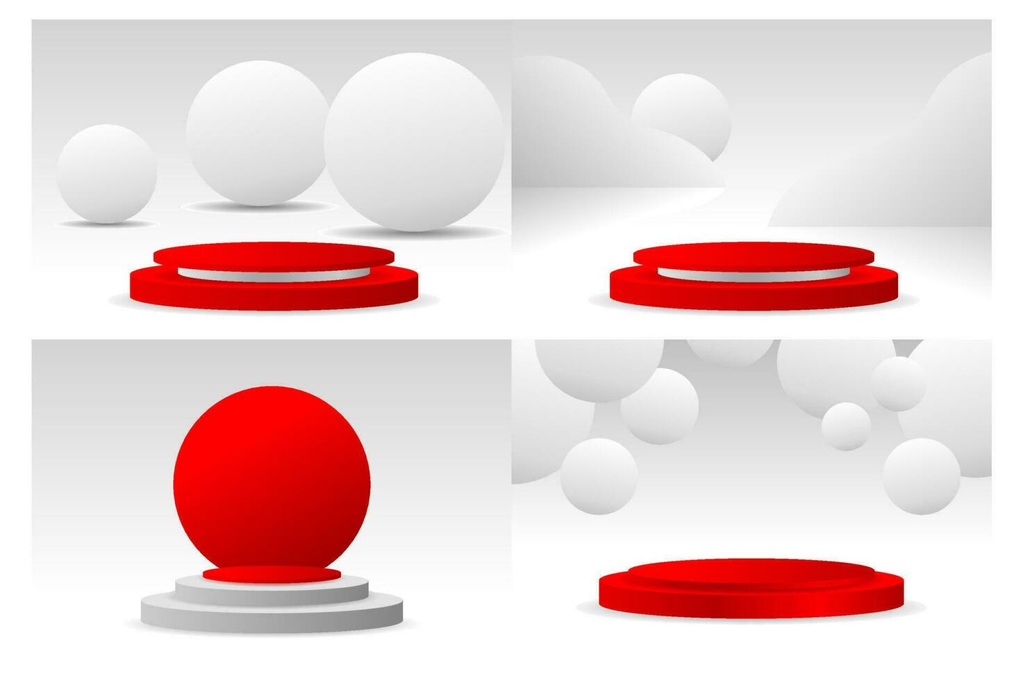 Red podium set for displaying products for advertising purposes. vector