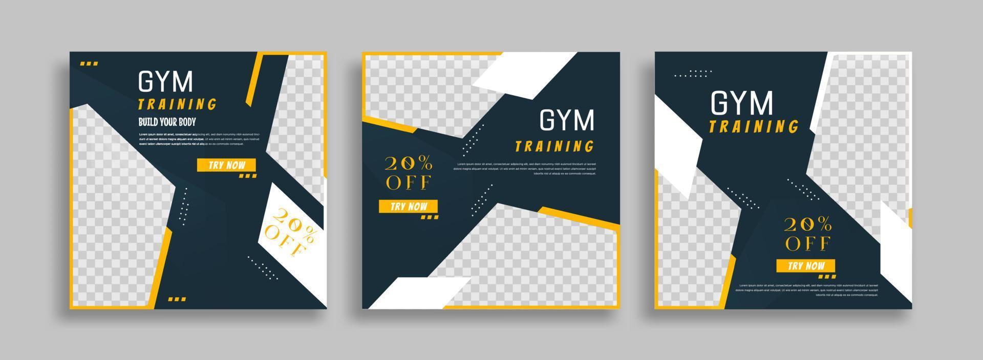 Creative Fitness sosial media post template easy use vector