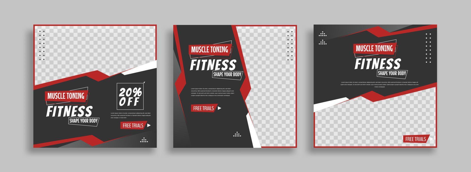 Creative Fitness sosial media post template easy use vector