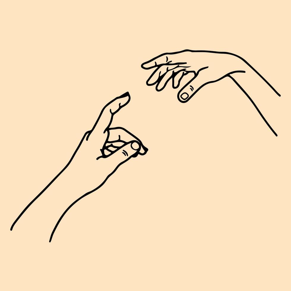 Female hand gesture collection of line art hand drawn style illustrations. Hands holding flowers, plants. Flower logo, line icon, branding vector