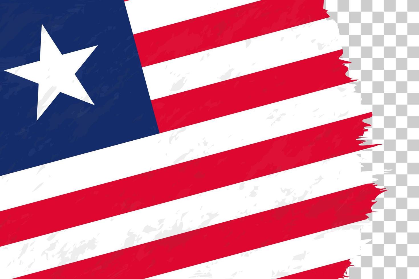 grunge abstracto horizontal cepillado bandera de liberia en rejilla transparente. vector