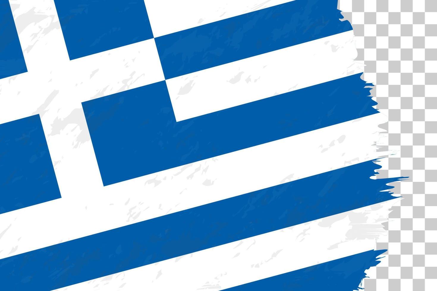 Horizontal Abstract Grunge Brushed Flag of Greece on Transparent Grid. vector