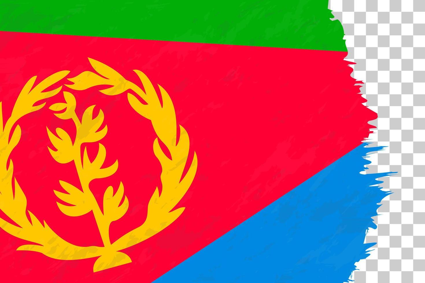 Horizontal Abstract Grunge Brushed Flag of Eritrea on Transparent Grid. vector