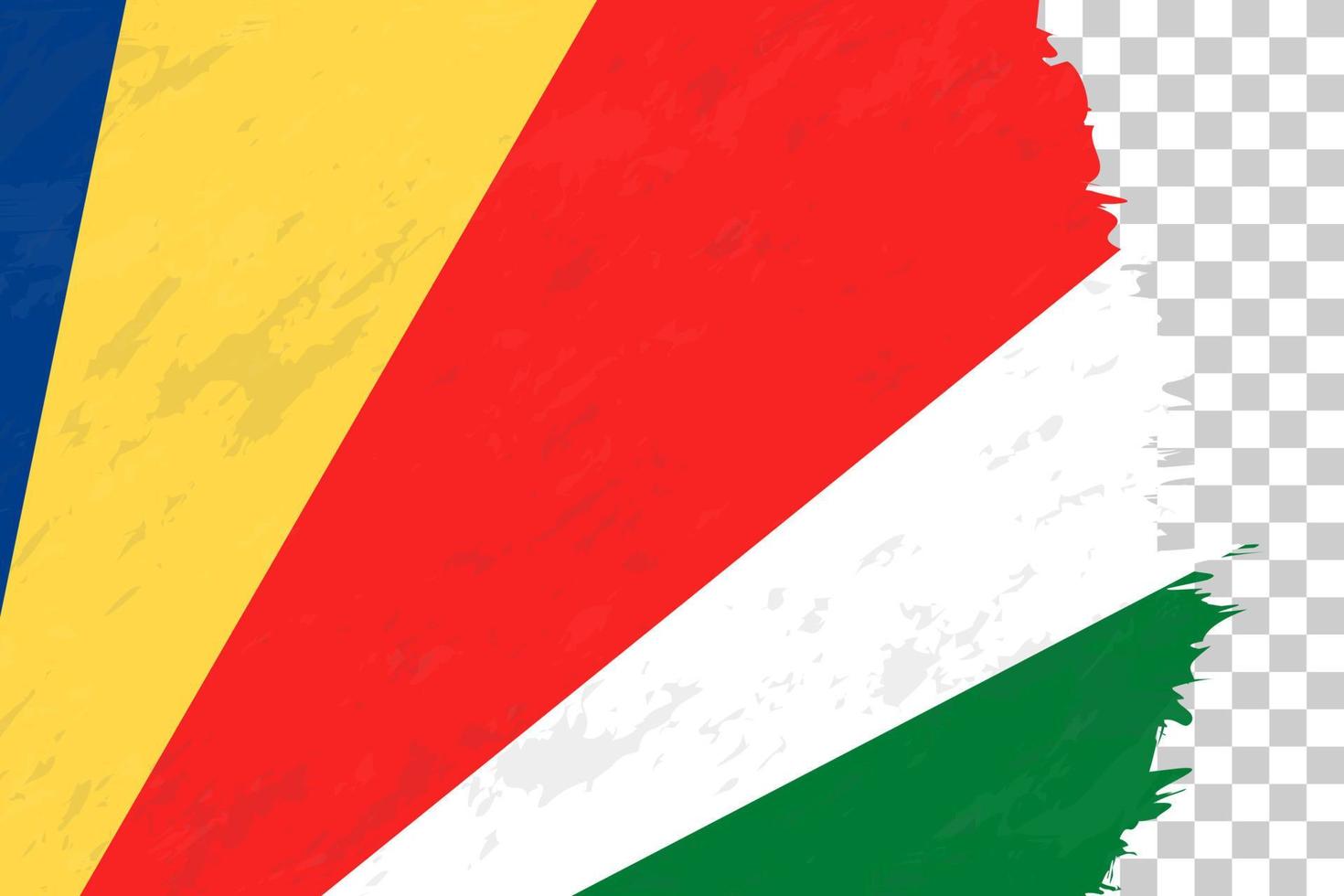 Horizontal Abstract Grunge Brushed Flag of Seychelles on Transparent Grid. vector