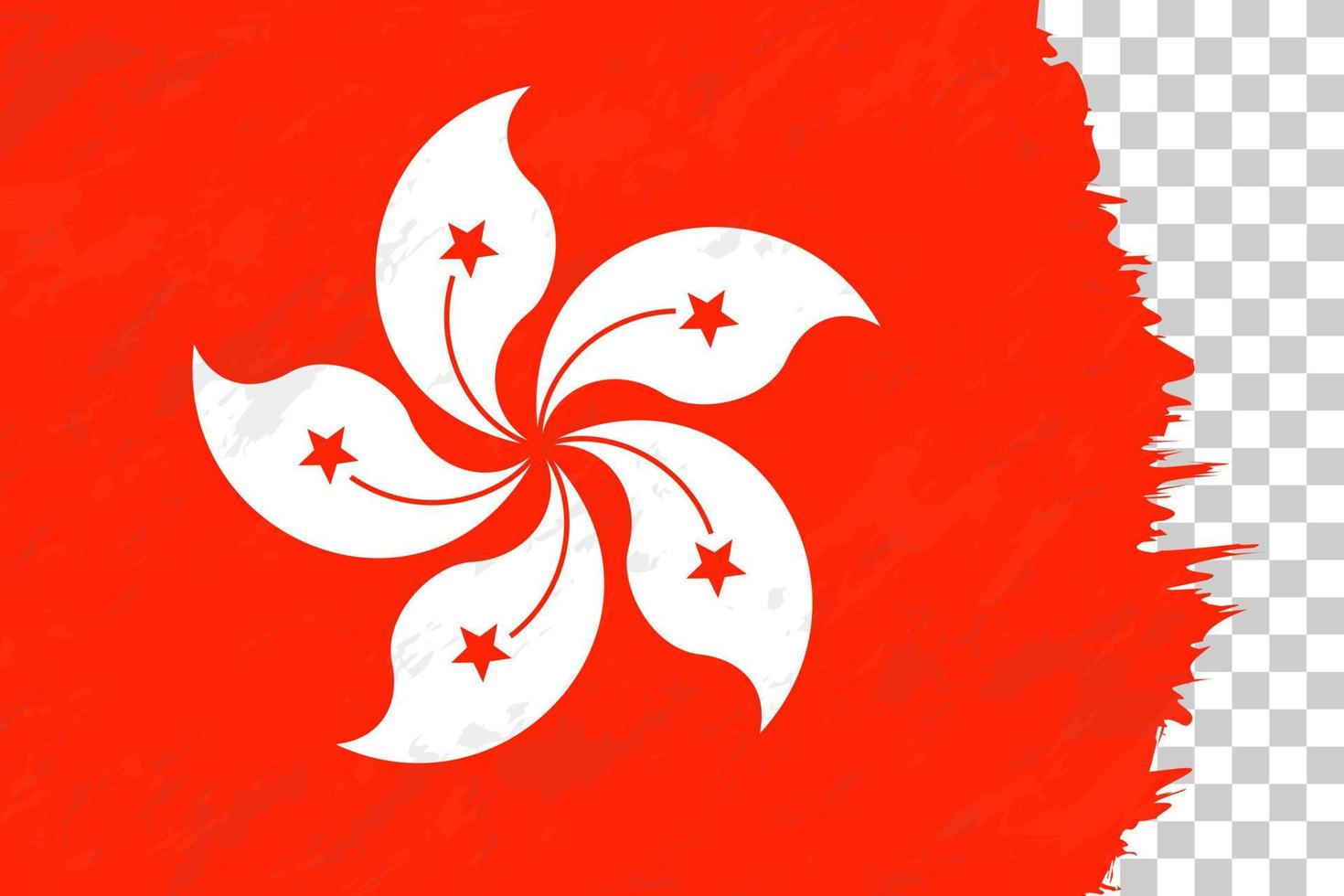 Horizontal Abstract Grunge Brushed Flag of Hong Kong on Transparent Grid. vector