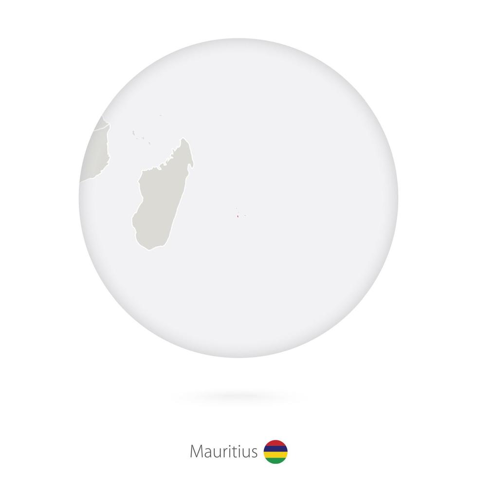 Map of Mauritius and national flag in a circle. vector