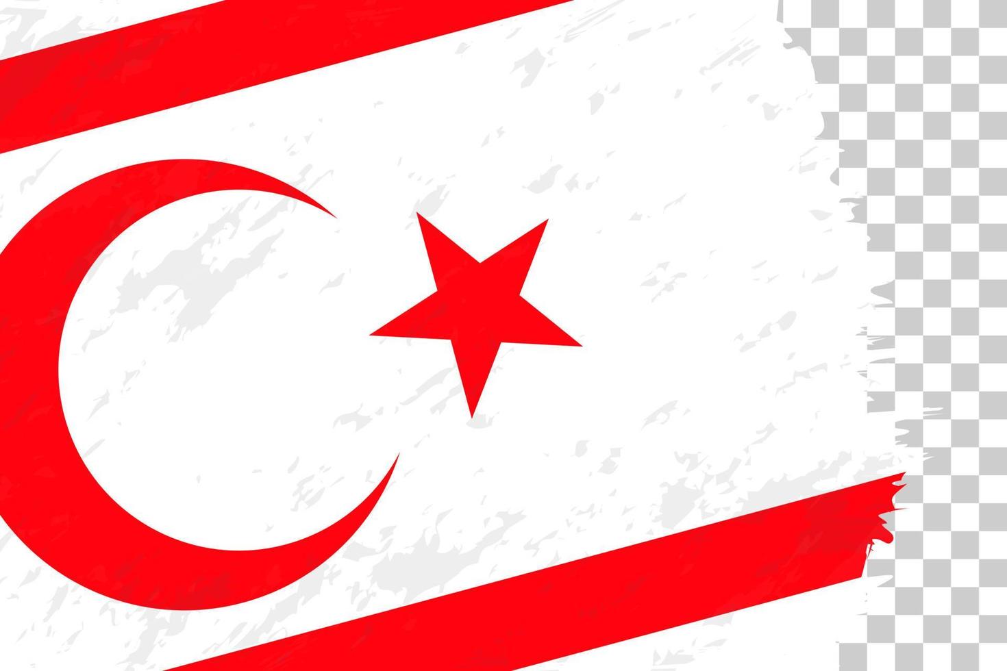 Horizontal Abstract Grunge Brushed Flag of Northern Cyprus on Transparent Grid. vector